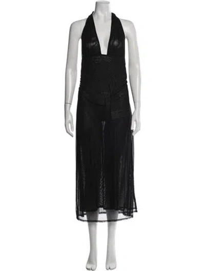 Pre-owned Caroline Constas Halterneck Long Dress In Black