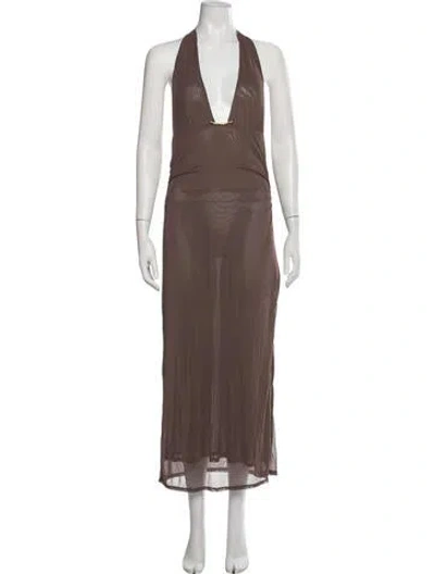 Pre-owned Caroline Constas Halterneck Long Dress W/ Tags In Brown