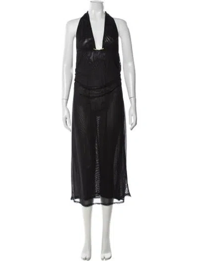 Pre-owned Caroline Constas Halterneck Midi Length Dress In Black