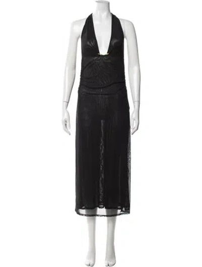 Pre-owned Caroline Constas Halterneck Midi Length Dress In Black