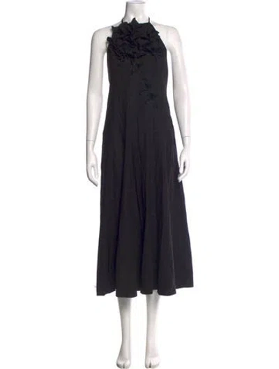 Pre-owned Caroline Constas Halterneck Midi Length Dress W/ Tags In Black