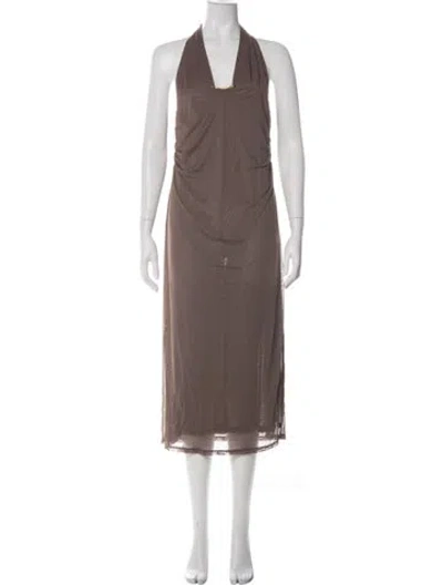 Pre-owned Caroline Constas Halterneck Midi Length Dress W/ Tags In Brown