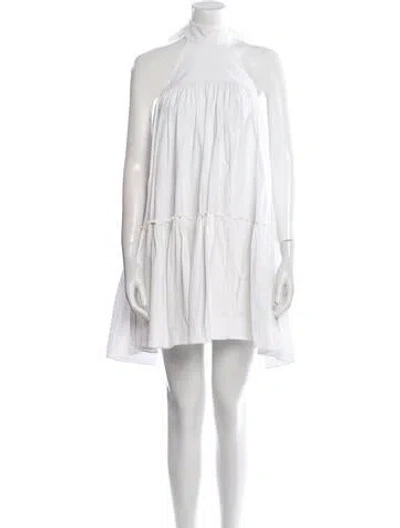 Pre-owned Caroline Constas Halterneck Mini Dress In White