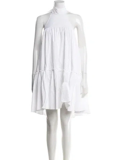 Pre-owned Caroline Constas Halterneck Mini Dress In White
