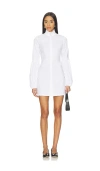 Caroline Constas Jacqueline High Neck Ruffle Mini Shirt Dress In White