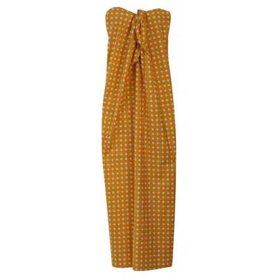 Caroline Constas Kaia Polka-dot Maxi Dress In Yellow Cotton
