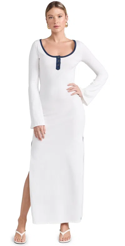 Caroline Constas Karla Bell Sleeve Colorblock Maxi Dress Alabaster Navy Combo In White