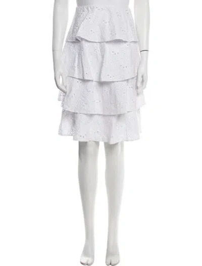 Pre-owned Caroline Constas Lace Pattern Knee-length Skirt In White