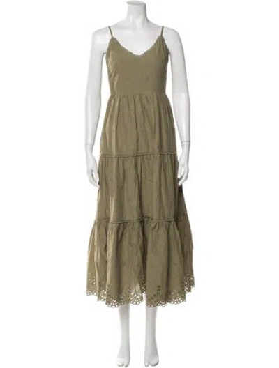 Pre-owned Caroline Constas Lace Pattern Long Dress In Green