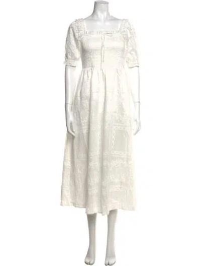 Pre-owned Caroline Constas Lace Pattern Midi Length Dress W/ Tags In White