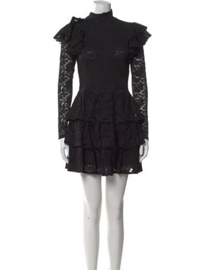 Pre-owned Caroline Constas Lace Pattern Mini Dress In Black