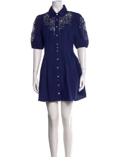 Pre-owned Caroline Constas Lace Pattern Mini Dress In Blue