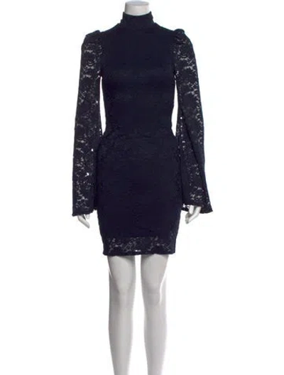 Pre-owned Caroline Constas Lace Pattern Mini Dress In Blue