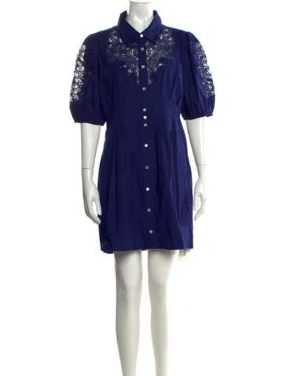 Pre-owned Caroline Constas Lace Pattern Mini Dress In Blue