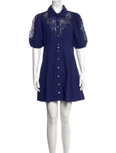Pre-owned Caroline Constas Lace Pattern Mini Dress In Blue
