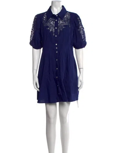 Pre-owned Caroline Constas Lace Pattern Mini Dress In Blue