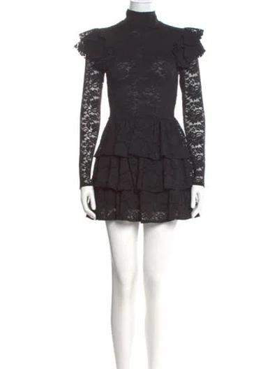 Pre-owned Caroline Constas Lace Pattern Mini Dress In Gray