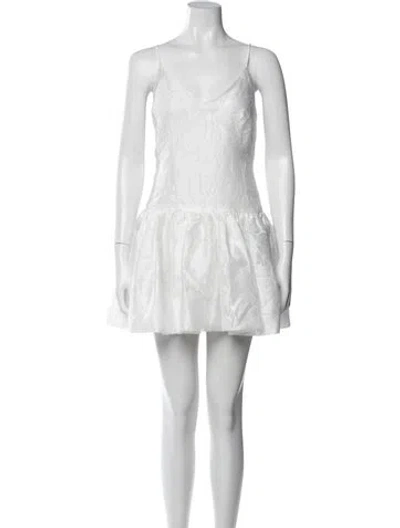Pre-owned Caroline Constas Lace Pattern Mini Dress In Neutral