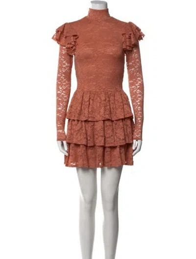 Pre-owned Caroline Constas Lace Pattern Mini Dress In Orange