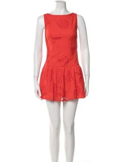 Pre-owned Caroline Constas Lace Pattern Mini Dress In Red