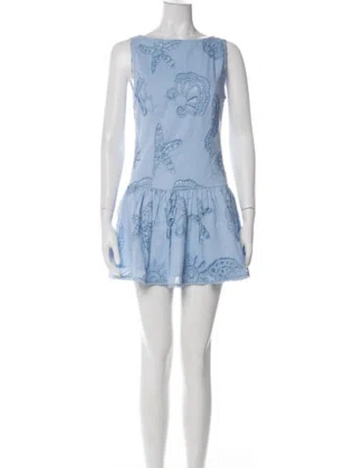 Pre-owned Caroline Constas Lace Pattern Mini Dress W/ Tags In Blue