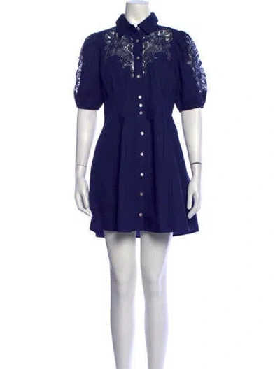 Pre-owned Caroline Constas Lace Pattern Mini Dress W/ Tags In Blue