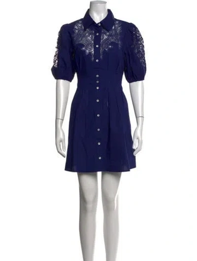 Pre-owned Caroline Constas Lace Pattern Mini Dress W/ Tags In Blue