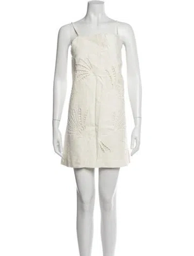 Pre-owned Caroline Constas Lace Pattern Mini Dress W/ Tags In Neutral
