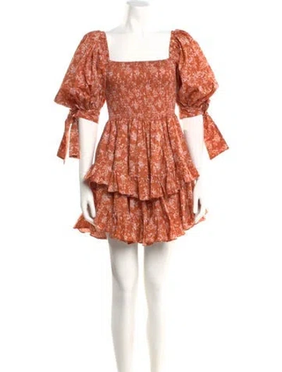 Pre-owned Caroline Constas Lace Pattern Mini Dress W/ Tags In Orange