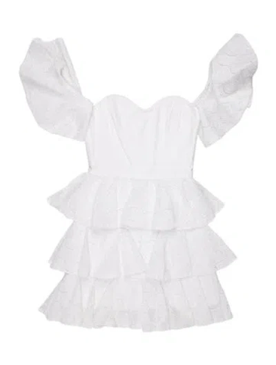 Pre-owned Caroline Constas Lace Pattern Mini Dress In White
