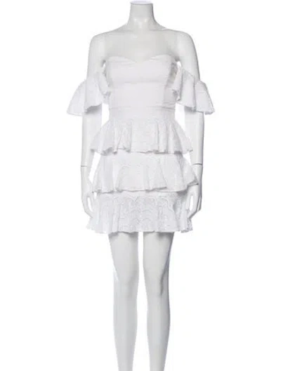 Pre-owned Caroline Constas Lace Pattern Mini Dress In White