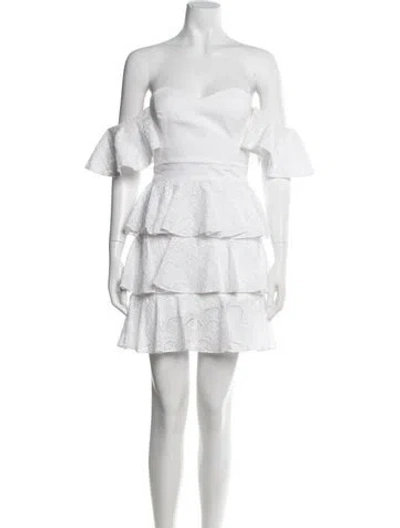 Pre-owned Caroline Constas Lace Pattern Mini Dress In White