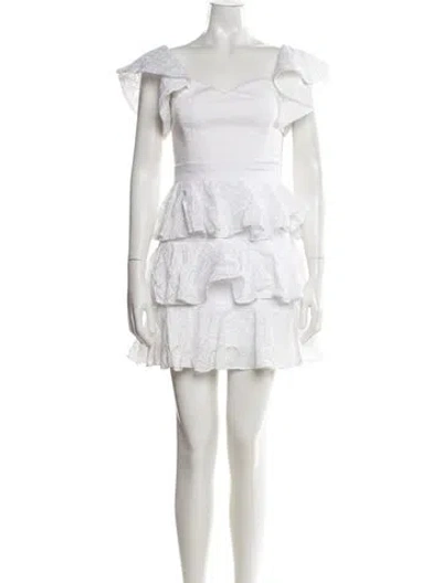 Pre-owned Caroline Constas Lace Pattern Mini Dress In White