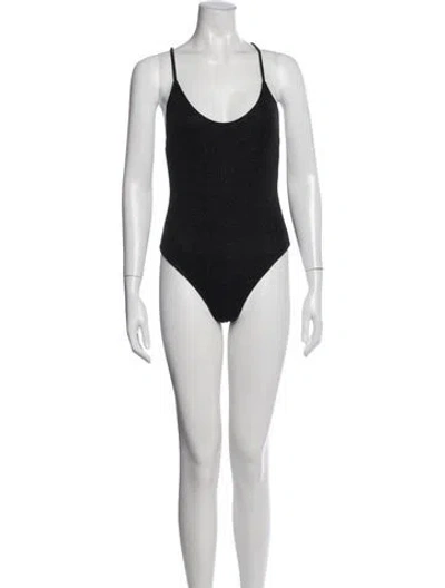 Pre-owned Caroline Constas Lace Trim Embellishment One-piece In Blue