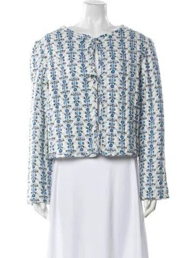 Pre-owned Caroline Constas Linen Floral Print Jacket W/ Tags In Multi