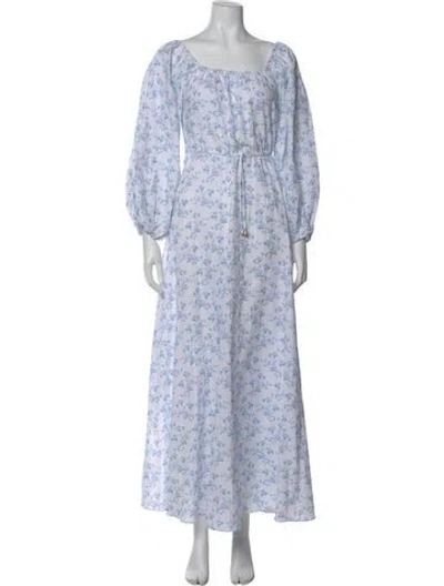 Pre-owned Caroline Constas Linen Long Dress W/ Tags In Blue
