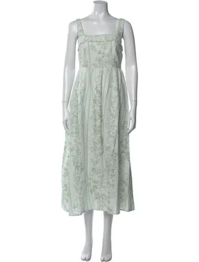 Pre-owned Caroline Constas Linen Long Dress W/ Tags In Green