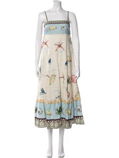 Pre-owned Caroline Constas Linen Midi Length Dress In Neutral