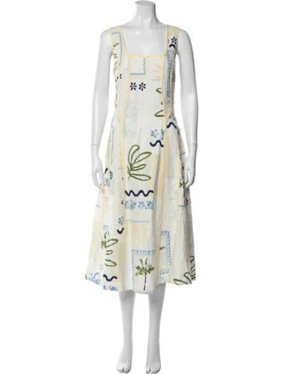 Pre-owned Caroline Constas Linen Midi Length Dress W/ Tags In Neutral