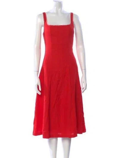 Pre-owned Caroline Constas Linen Midi Length Dress In White