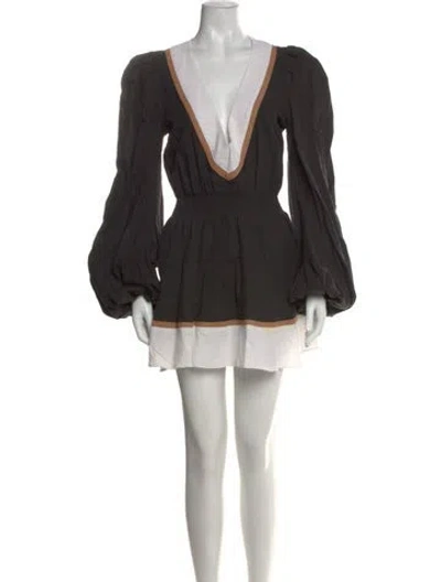 Pre-owned Caroline Constas Linen Mini Dress In Black