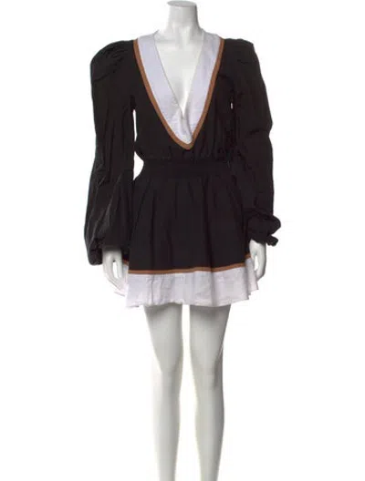 Pre-owned Caroline Constas Linen Mini Dress In Black