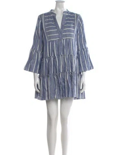 Pre-owned Caroline Constas Linen Mini Dress In Blue
