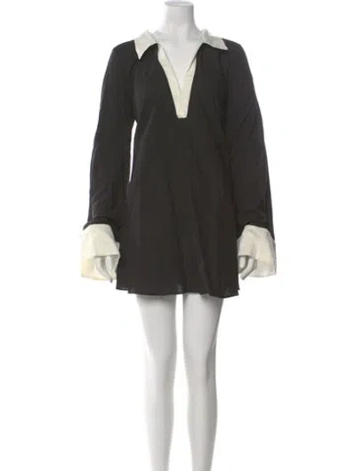 Pre-owned Caroline Constas Linen Mini Dress In Green