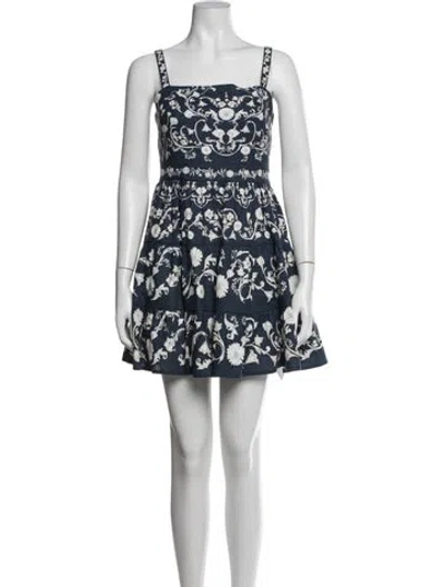 Pre-owned Caroline Constas Linen Mini Dress W/ Tags In Blue/white