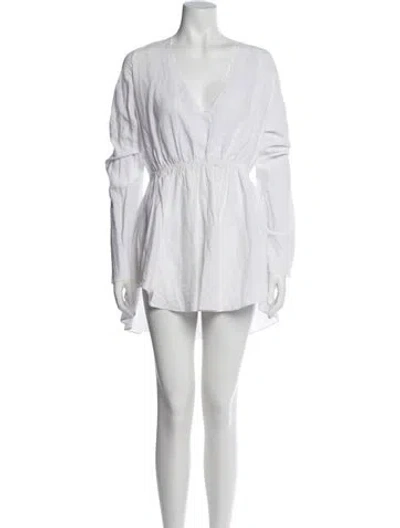 Pre-owned Caroline Constas Linen Mini Dress In White