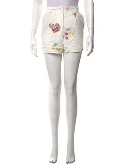 Pre-owned Caroline Constas Linen Mini Shorts In White
