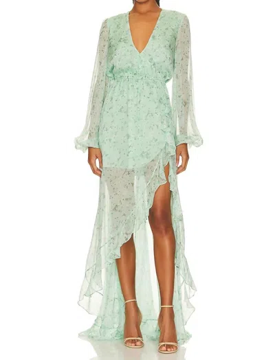 Caroline Constas Liv Gown In Mint Blossom In Green