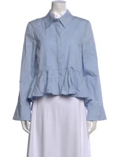 Pre-owned Caroline Constas Long Sleeve Blouse In Blue