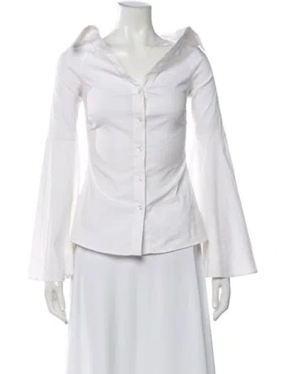 Pre-owned Caroline Constas Long Sleeve Blouse In Neutrals